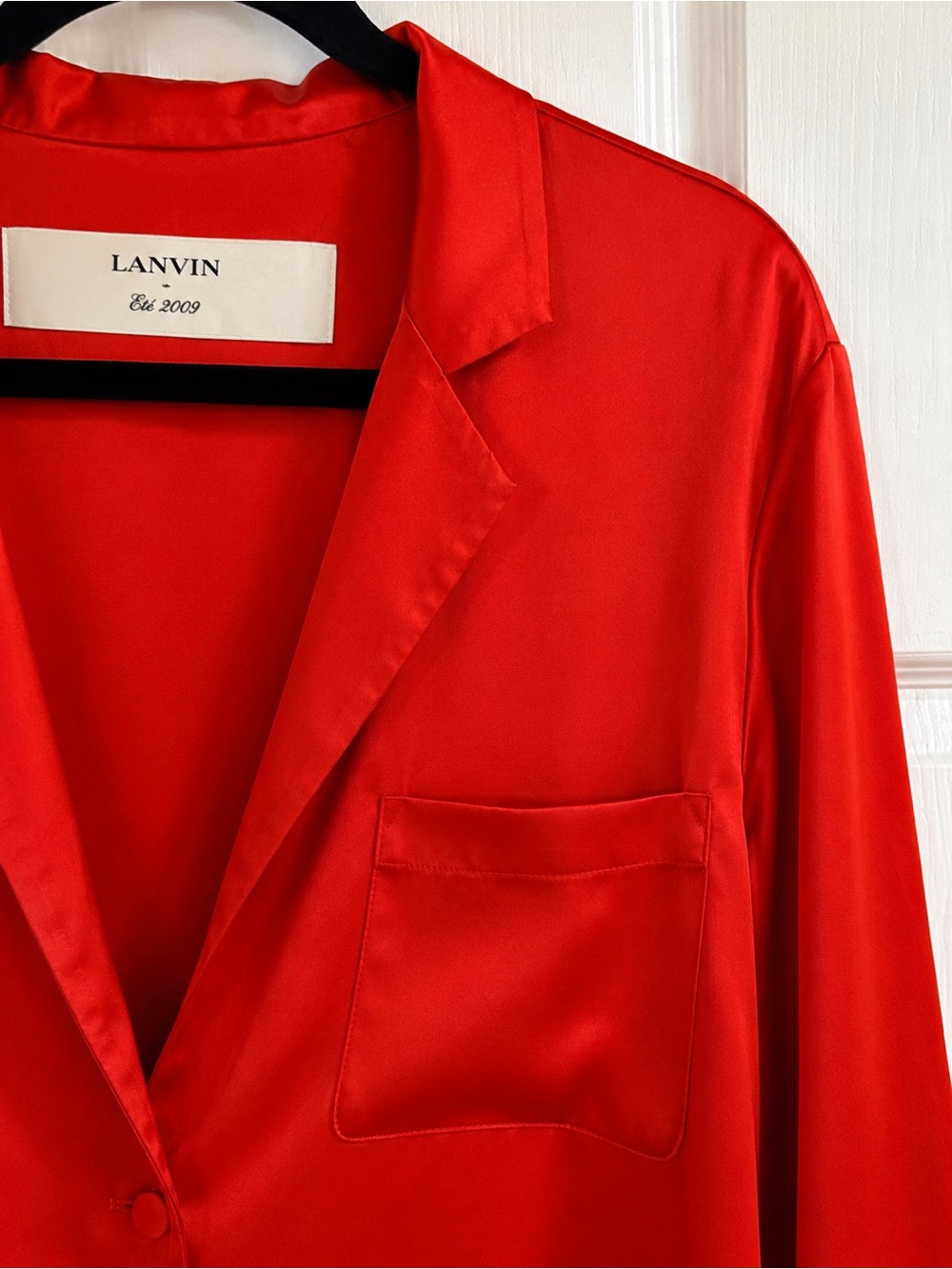 NWOT Lanvin Paris Eté 2009 100% Silk Blouse Red FR 42 US 10 Made in France - Picture 5 of 6